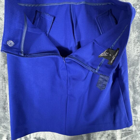Mario Serrani Sz 6 A-Line Skirt Size 6 Blue Front Faux Pocket Zip Rayon Blend - Picture 5 of 8